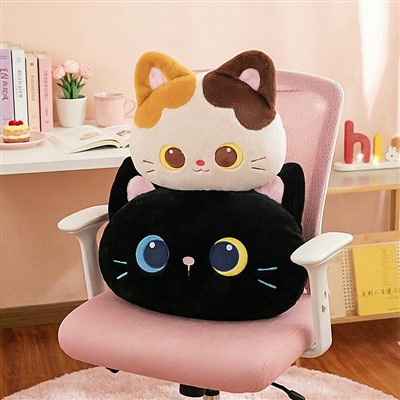 Mignon et adorable oreiller et peluche tricolore - chat et chat noir